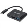 DOCKING USB,MANHATTAN,152037,-C  3 PTOS, HDMI, USB-C PD/USBV3.2A