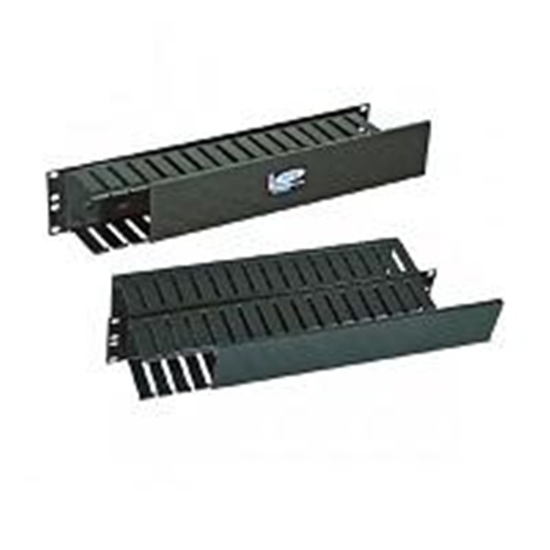 ORGANIZADOR DE CABLES NORTH SYSTEM 2 U.R. SENCILLO HORIZONTAL 19 PULGADAS DUCTO 3X3 PULGADAS NEGRO LISO