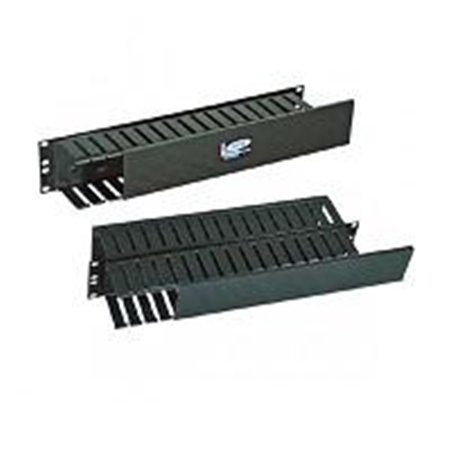 ORGANIZADOR DE CABLES NORTH SYSTEM 2 U.R. SENCILLO HORIZONTAL 19 PULGADAS DUCTO 3X3 PULGADAS NEGRO LISO