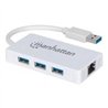 ADAPTADOR USB,MANHATTAN,507578, V3.0 A RED GB  + HUB 3 PTOS MH