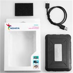 CARCASA ADATA ED600 PARA DISCOS DUROS/SSD 2.5 PULGADAS 7MM/9.5MM SATA3 USB 3.2 RESISTENTE A GOLPES Y AGUA COLOR NEGRO (AED600-U3