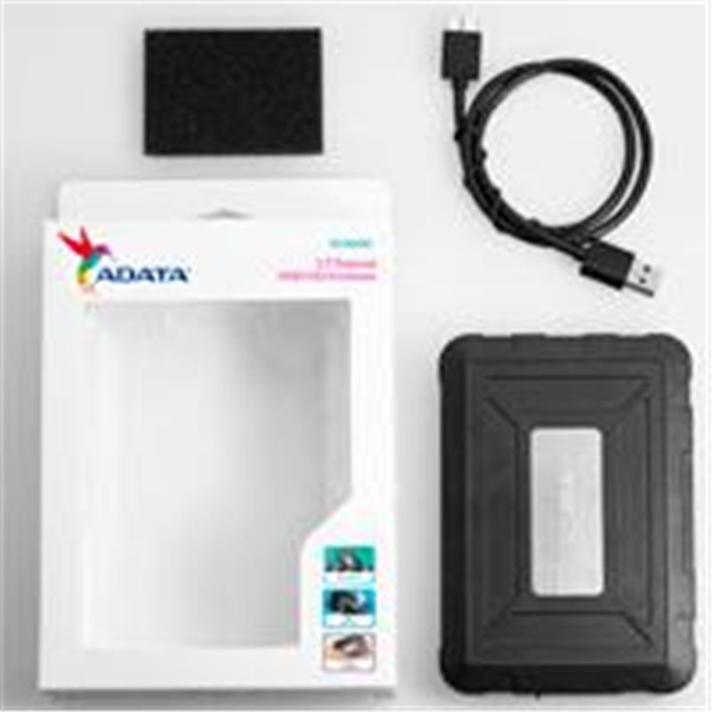 CARCASA ADATA ED600 PARA DISCOS DUROS/SSD 2.5 PULGADAS 7MM/9.5MM SATA3 USB 3.2 RESISTENTE A GOLPES Y AGUA COLOR NEGRO (AED600-U3