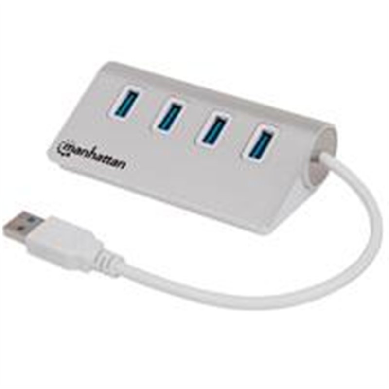 HUB USB,MANHATTAN,163767, V3.0 4 PTOS COLOR ALUMINIO