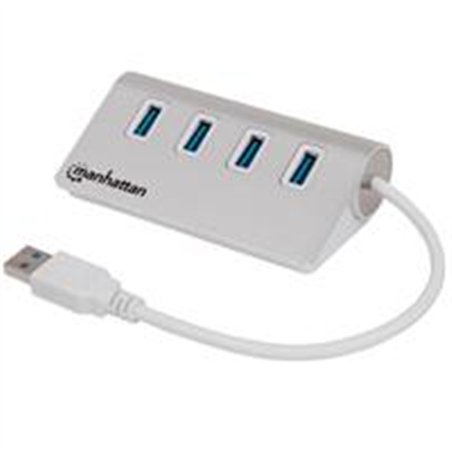 HUB USB,MANHATTAN,163767, V3.0 4 PTOS COLOR ALUMINIO