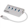 HUB USB,MANHATTAN,163767, V3.0 4 PTOS COLOR ALUMINIO