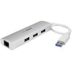 HUB USB 3.0 DE 3 PUERTOS - CONCENTRADOR DE 3 PUERTOS USB 3.0 CON ADAPTADOR DE RED ETHERNET GIGABIT - HUB PORTATIL DE ALUMINIO - 