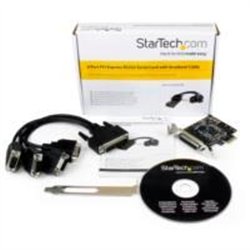 TARJETA PCI EXPRESS - ADAPTADOR PCIE DE 4 PUERTOS SERIAL CON CABLE MULTICONECTOR RS232 SERIE - 4X DB9 MACHO - BREAKOUT CABLE - S