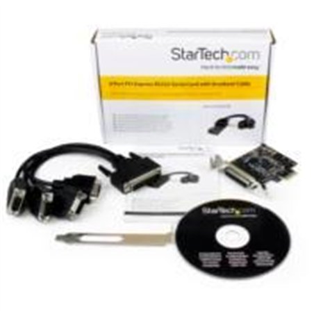 TARJETA PCI EXPRESS - ADAPTADOR PCIE DE 4 PUERTOS SERIAL CON CABLE MULTICONECTOR RS232 SERIE - 4X DB9 MACHO - BREAKOUT CABLE - S