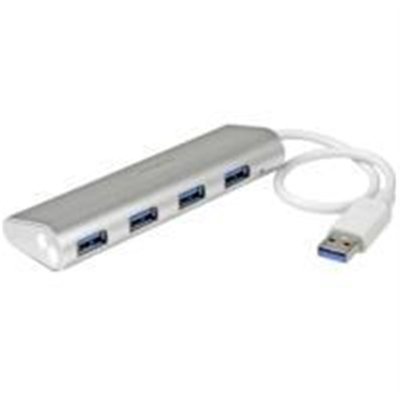 HUB USB 3.0 DE 4 PUERTOS - CONCENTRADOR PORTATIL USB 3.0 DE 4 PUERTOS - HUB DE ALUMINIO CON CABLE INCORPORADO - STARTECH.COM MOD