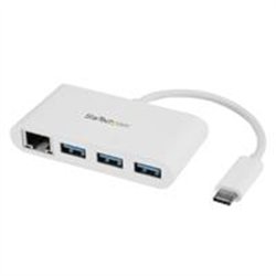 HUB USB 3.0 DE 3 PUERTOS CON USB-C Y ETHERNET GIGABIT - CONCENTRADOR DE USB TIPO-C A USB-A CONVENCIONAL - BLANCO - STARTECH.COM 