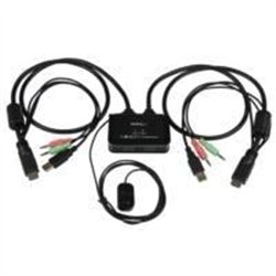 SWITCH CONMUTADOR KVM DE 2 PUERTOS HDMI® USB AUDIO MINI JACK CON CABLES INTEGRADOS SIN ALIMENTACION EXTERNA - 1080P - STARTECH.C