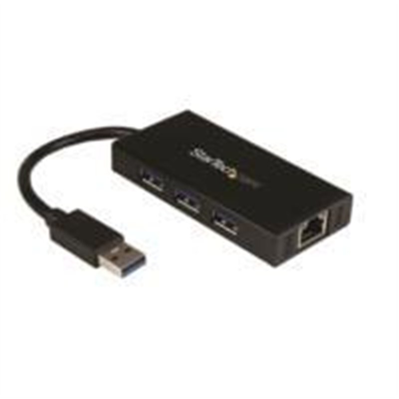 HUB USB 3.0 DE ALUMINIO CON CABLE - CONCENTRADOR DE 3 PUERTOS USB CON ADAPTADOR DE RED ETHERNET GIGABIT EXTERNO - STARTECH.COM M