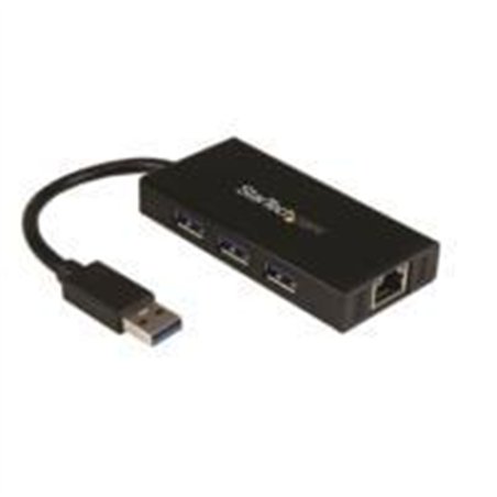 HUB USB 3.0 DE ALUMINIO CON CABLE - CONCENTRADOR DE 3 PUERTOS USB CON ADAPTADOR DE RED ETHERNET GIGABIT EXTERNO - STARTECH.COM M