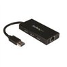 HUB USB 3.0 DE ALUMINIO CON CABLE - CONCENTRADOR DE 3 PUERTOS USB CON ADAPTADOR DE RED ETHERNET GIGABIT EXTERNO - STARTECH.COM M