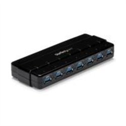 HUB USB 3.0 DE 7 PUERTOS - CONCENTRADOR USB 3.0 DE 7 PUERTOS - HUB DE ESCRITORIO CON ADAPTADOR DE ALIMENTACIN - COLOR NEGRO - ST
