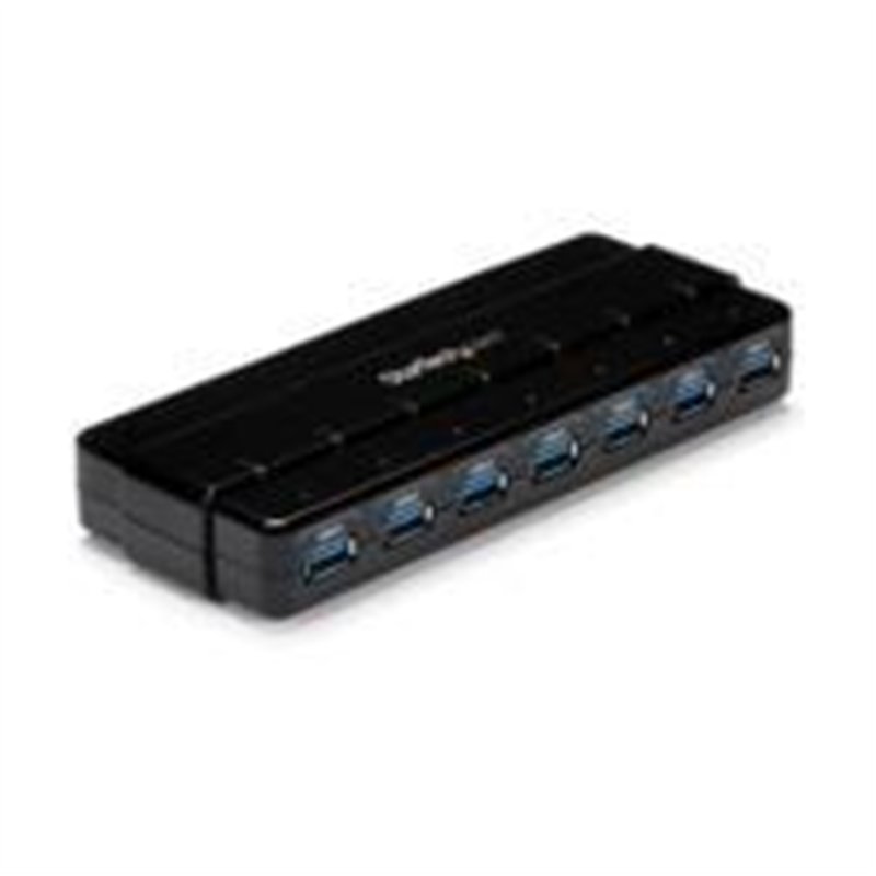 HUB USB 3.0 DE 7 PUERTOS - CONCENTRADOR USB 3.0 DE 7 PUERTOS - HUB DE ESCRITORIO CON ADAPTADOR DE ALIMENTACIN - COLOR NEGRO - ST