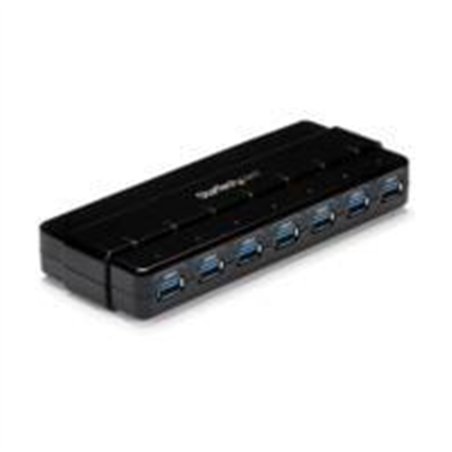 HUB USB 3.0 DE 7 PUERTOS - CONCENTRADOR USB 3.0 DE 7 PUERTOS - HUB DE ESCRITORIO CON ADAPTADOR DE ALIMENTACIN - COLOR NEGRO - ST