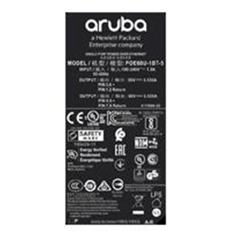 INYECTOR POE HPE ARUBA R1C73A AP-POE-BTSR 1 PUERTO SMART RATE 802.3BT MIDSPAN DE 60W