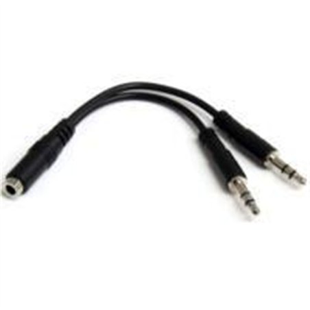 ADAPTADOR DIVISOR DE AUDIO PARA AUDIFONOS 2X MINI-JACK DE 3.5MM DE 3 PINES A MINI-JACK DE 4 PINES- AURICULARES - NEGRO - STARTEC