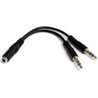 ADAPTADOR DIVISOR DE AUDIO PARA AUDIFONOS 2X MINI-JACK DE 3.5MM DE 3 PINES A MINI-JACK DE 4 PINES- AURICULARES - NEGRO - STARTEC