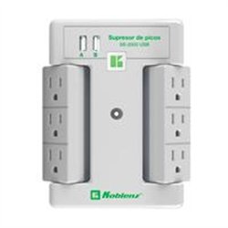 SUPRESOR DE PICOS KOBLENZ SS-2000-USB, 2000 JOULES, 6 CONTACTOS GIRATORIOS, 2 PUERTOS USB, DISEÑO TV DE PARED. 3 AÑOS DE GARANTÍ