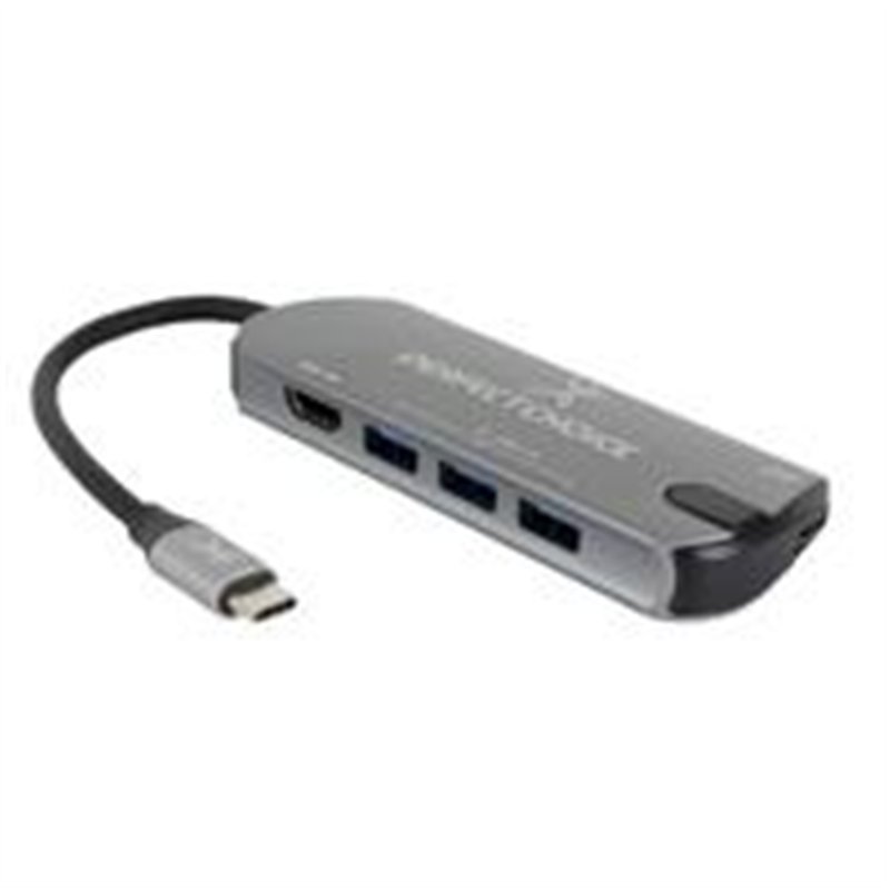 ADAPTADOR HUB CONECTOR USB TIPO C CON 3 PUERTOS USB A HEMBRA / 1 HDMI PERFECT CHOICE - GRIS