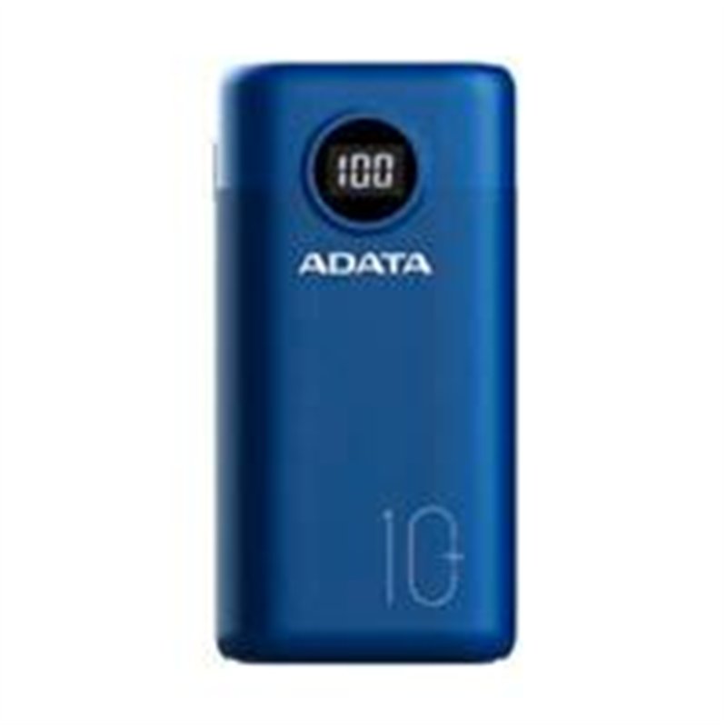 BATERIA DE RESPALDO ADATA POWER BANK P10000QCD 10000MAH/2 USB A/ 1 USB C/INDICADOR DE CARGA DIGITAL COLOR AZUL (AP10000QCD-DGT-C