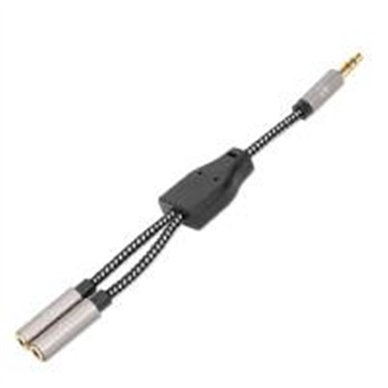ADAPTADOR,MANHATTAN,356114, AUDIO 3.5MM 1 M A 2 H, 15CM, CONECTA DOS AUDIFONOS A UN JACK DE 3.5MM, ALUMINIO, NEGRO / P