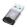 ADAPTADOR,MANHATTAN,356305, USB-C V3.2 GEN1, AM-CH, 5GBPS 3A, ALUMINIO GRIS ESPACIAL/NEGRO