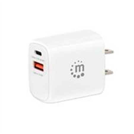 CARGADOR PARED,MANHATTAN,406291, 20W, USB-C PD 20W Y USB-A QC 18W