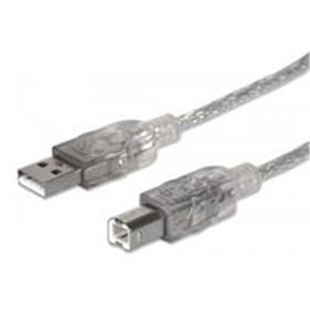CABLE USB,MANHATTAN,333405, V2.0 A-B 1.8M, PLATA