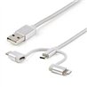 CABLE TRENZADO DE 1M USB A LIGHTNING USB-C Y MICRO USB - CABLE CARGADOR PARA TELFONO CELULAR IPHONE IPAD TABLET - STARTECH.COM M