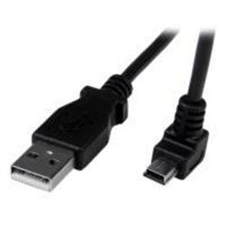 CABLE ADAPTADOR 2M USB A MACHO A MINI USB B MACHO ACODADO EN ANGULO HACIA ABAJO PARA TELEFONOS TABLETS Y DISPOSITIVOS MOVILES - 