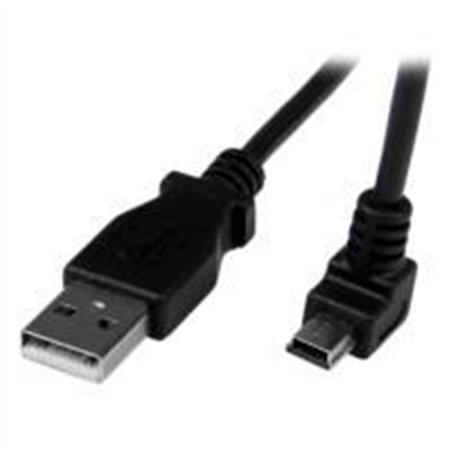 CABLE ADAPTADOR 2M USB A MACHO A MINI USB B MACHO ACODADO EN ANGULO HACIA ABAJO PARA TELEFONOS TABLETS Y DISPOSITIVOS MOVILES - 