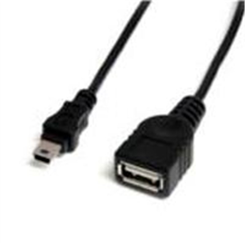 CABLE DE 30CM CONVERTIDOR USB 2.0 DE USB A A MINI USB B - HEMBRA / MACHO - USB (F) A MINI USB TIPO B (M) - NEGRO - USBMUSBFM1 - 