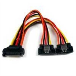 CABLE DE 15CM ADAPTADOR SPLITTER DIVISOR DE ALIMENTACION SATA LATCHING CON CIERRE PESTILLO - 2X HEMBRA - 1X MACHO - STARTECH.COM