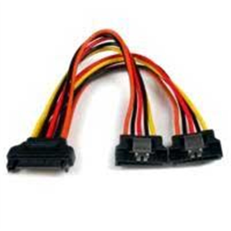 CABLE DE 15CM ADAPTADOR SPLITTER DIVISOR DE ALIMENTACION SATA LATCHING CON CIERRE PESTILLO - 2X HEMBRA - 1X MACHO - STARTECH.COM