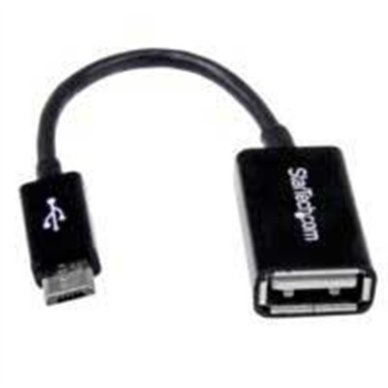 CABLE ADAPTADOR DE 12CM MICRO USB MACHO A USB A HEMBRA OTG PARA TABLETS SMARTPHONES TELFONOS INTELIGENTES - NEGRO - STARTECH.COM