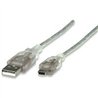 CABLE USB,MANHATTAN,333412, V2.0 A-MINI B 1.8M PLATA