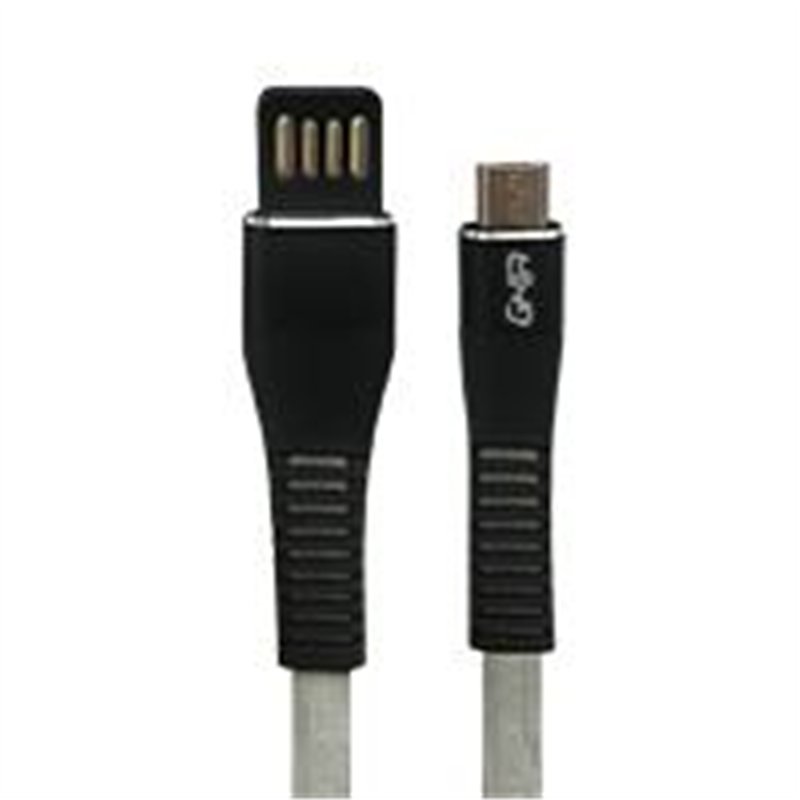 CABLE MICRO USB GHIA PLANO REVERSIBLE COLOR GRIS/NEGRO DE 1M
