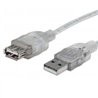 CABLE USB,MANHATTAN,340496, V2.0 EXT. 3.0M PLATA