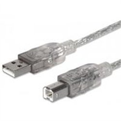 CABLE USB,MANHATTAN,340458, V2.0 A-B  3.0M, PLATA