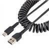 CABLE DE 50CM DE CARGA USB A A USB C, CABLE USB TIPO C EN ESPIRAL DE CARGA RAPIDA, CABLE USB 2.0 A A USBC NEGRO - STARTECH.COM M
