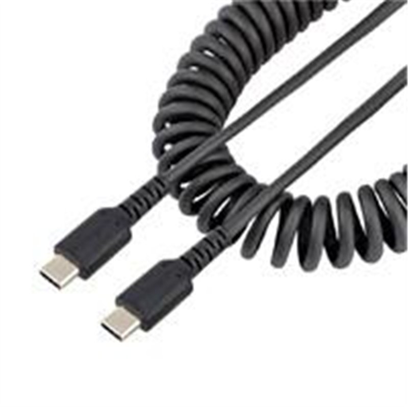 CABLE DE 50CM DE CARGA USB C A USB C, CABLE USB TIPO C EN ESPIRAL DE CARGA RAPIDA Y SERVICIO PESADO, CABLE USB 2.0 USBC NEGRO - 