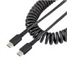 CABLE DE 50CM DE CARGA USB C A USB C, CABLE USB TIPO C EN ESPIRAL DE CARGA RAPIDA Y SERVICIO PESADO, CABLE USB 2.0 USBC NEGRO - 
