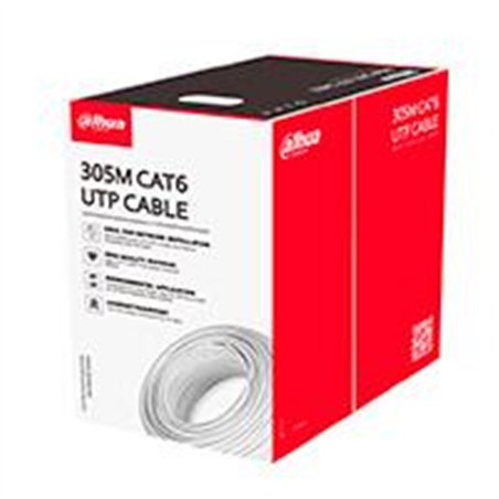 BOBINA/ DAHUA/ PFM923I-6UN-C/ BOBINA DE CABLE UTP 100% COBRE / CATEGORIA 6 / COLOR BLANCO / INTERIOR / 305 METROS / REDES / VIDE