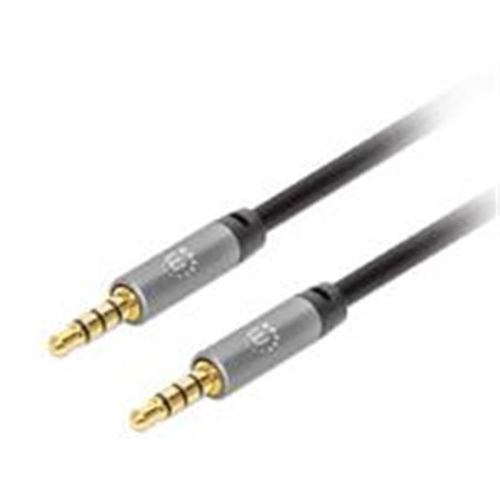 CABLE AUDIO ESTEREO , MANHATTAN, 356015, 5.0MM M-M 5.0M NEGRO/ALUMINIO PLATEADO
