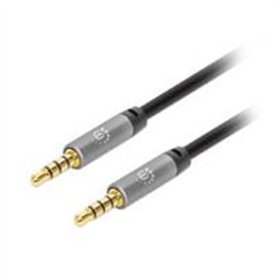 CABLE AUDIO ESTEREO, MANHATTAN,356008, 3.5MM M-M 3.0M NEGRO/ALUMINIO PLATEADO