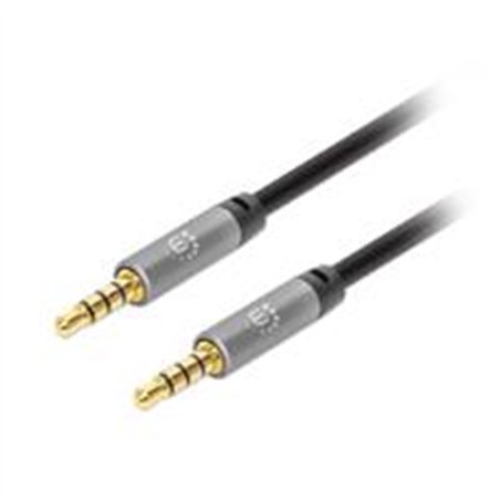 CABLE AUDIO ESTEREO, MANHATTAN,356008, 3.5MM M-M 3.0M NEGRO/ALUMINIO PLATEADO
