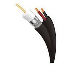 BOBINA DE CABLE WAM COAXIAL SIAMES RG-59 CU MALLA 95% 20 AWG + 2/18 AWG 305 MTS COLOR NEGRO